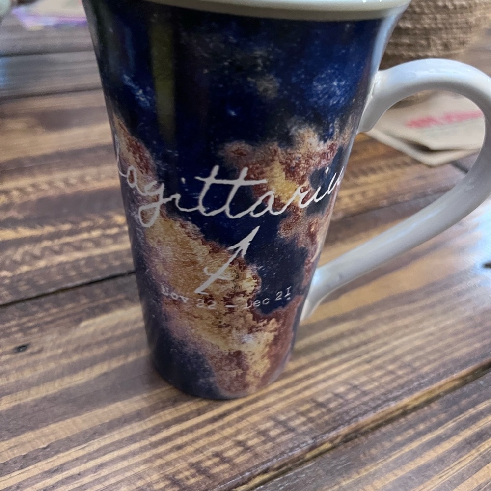 Coventry Stoneware Sagittarius Blue and Brown Ceramic Mug Nov. 22- Dec. 21 GUC